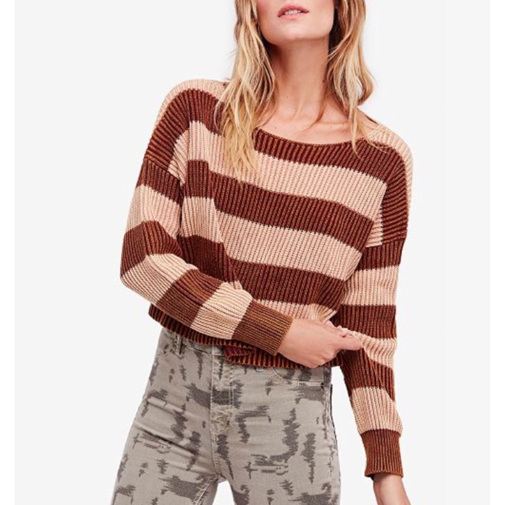 Free people striped cropped sweater